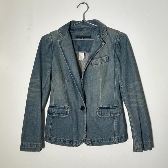 Marc Jacob’s Blazer Vintage 2000s Denim One Button Long Sleeve Blue Size 2 - Picture 1 of 6